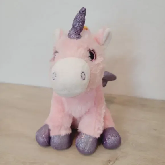 Anico Intl Unicorn Plush Stuffed Animal Pink Purple Glitter Hooves Eyes 10" - Picture 12 of 12